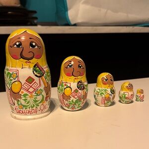 Set of 5 Russian Nesting Dolls with Floral Design